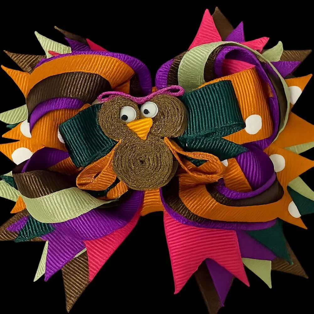 Handcrafted Boutique Adorable Googly-Eyed Owl Hair Bow on Pinch Clip Girls  NWOT